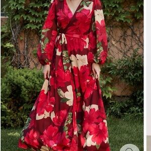Baltic Born Katina wrap Red Floral Maxi Dress